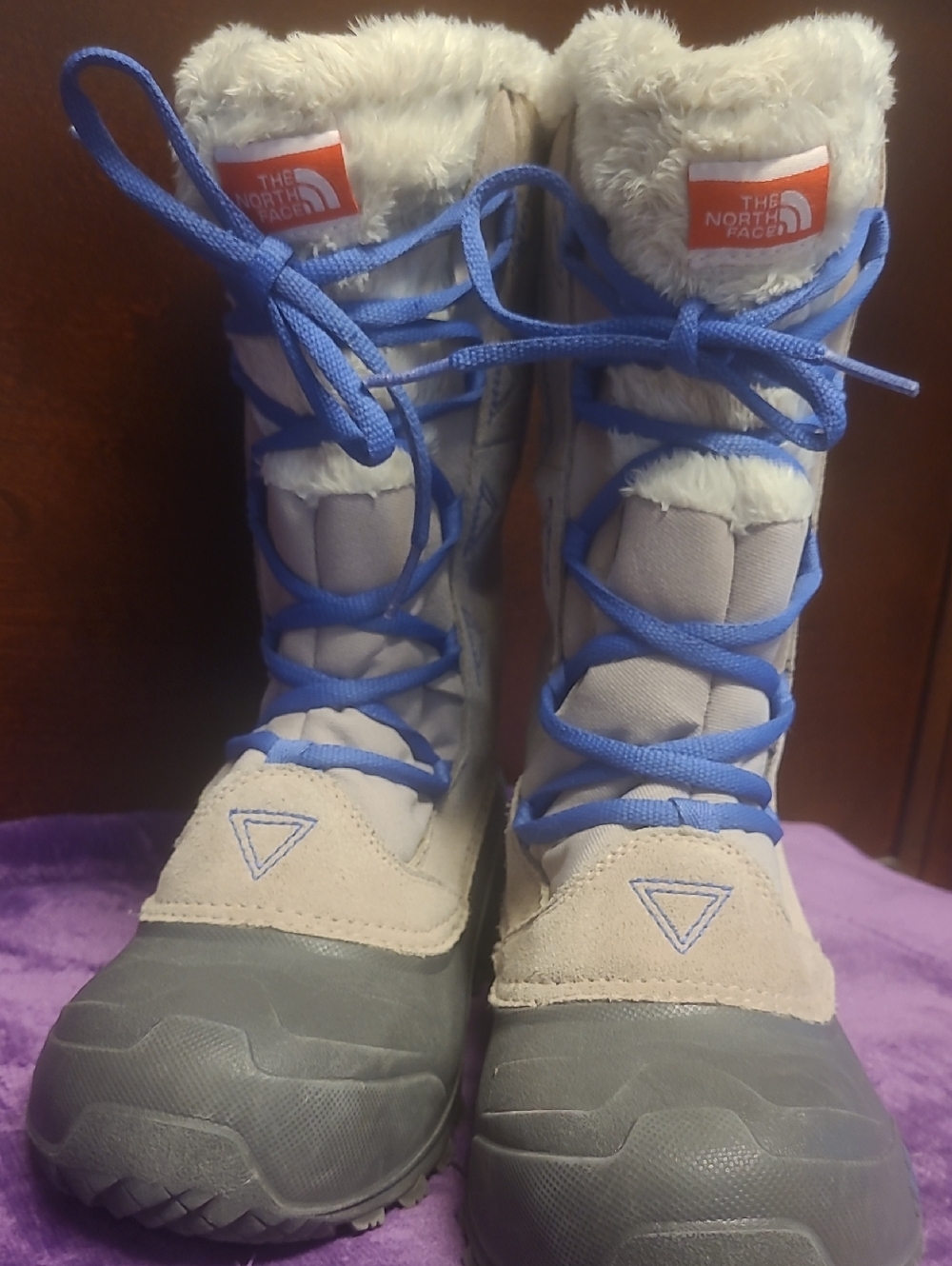 The North Face Kids Beige, Gray & Purple Winter Boots